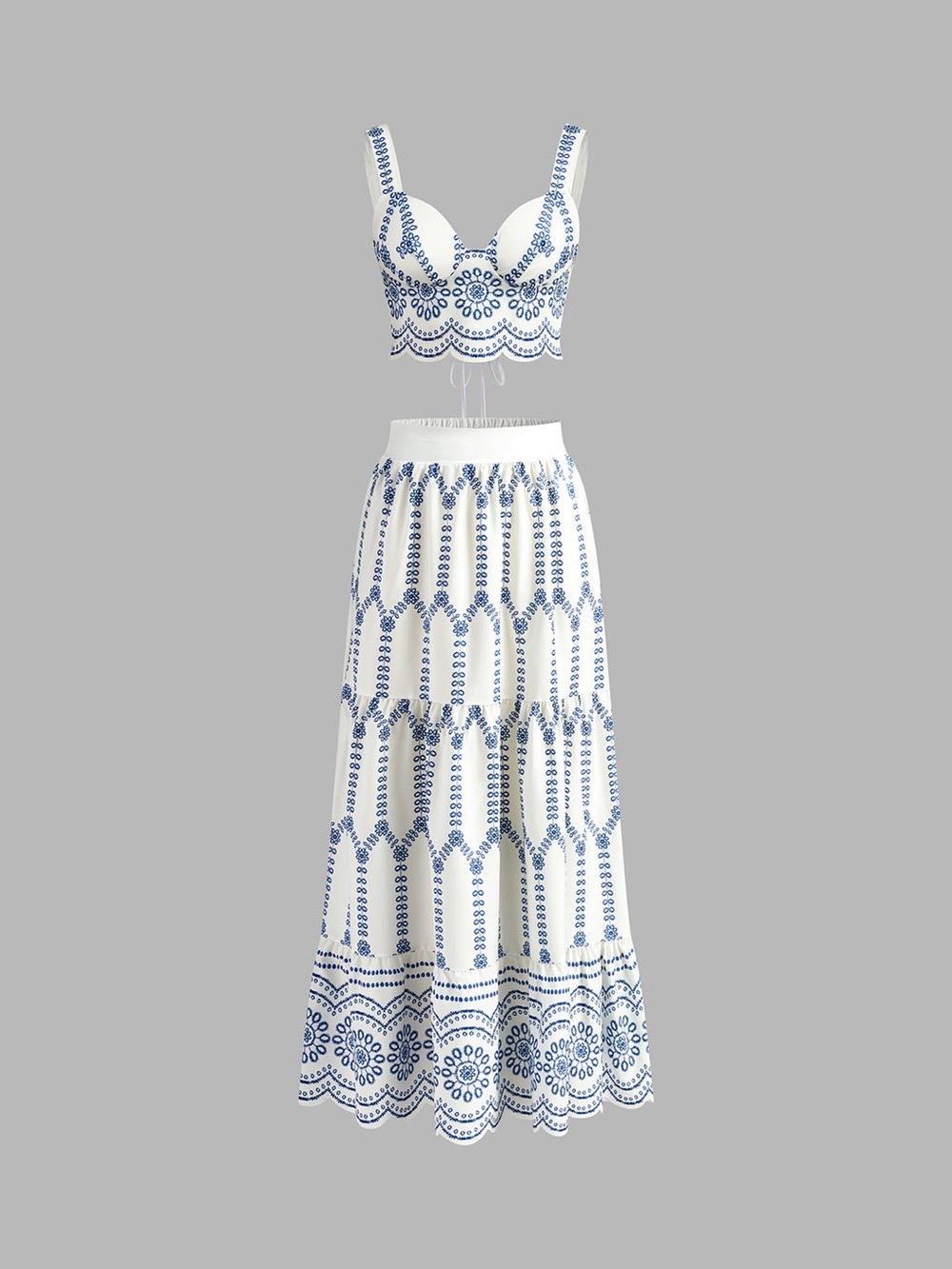 Commense - Printed Sleeveless Tie Back Skirt Set - Picture 9 of 10